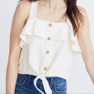 Texture & Thread Ruffle Tie-Front Tank